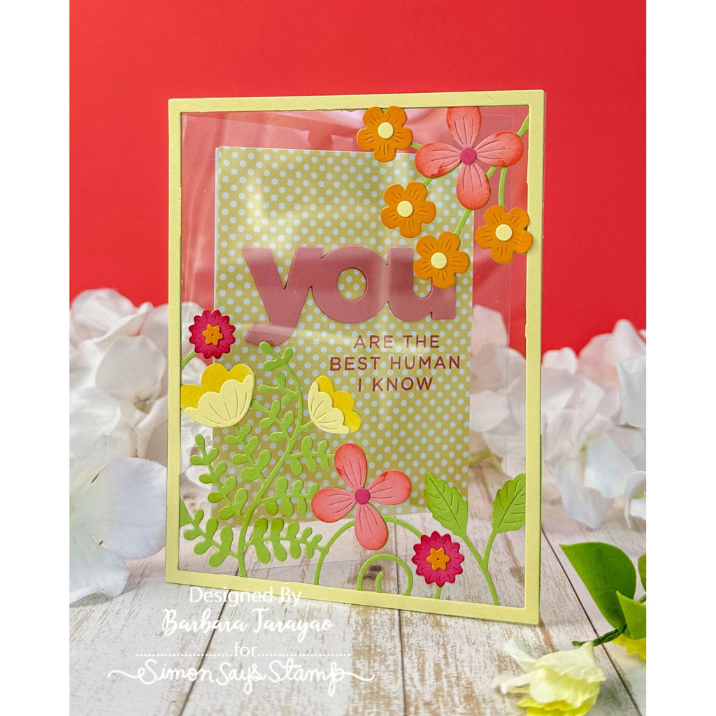 Simon Says Stamp Morning Garden Floral Frame Wafer Dies s940 Cheering for You Encouragement Card