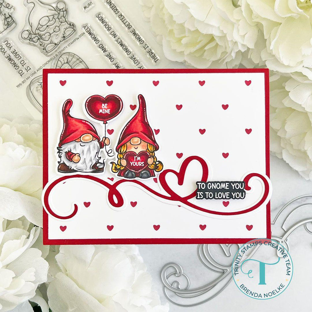 Trinity Stamps My One and Gnomely Clear Stamp Set tps-301 Valentine gnome card