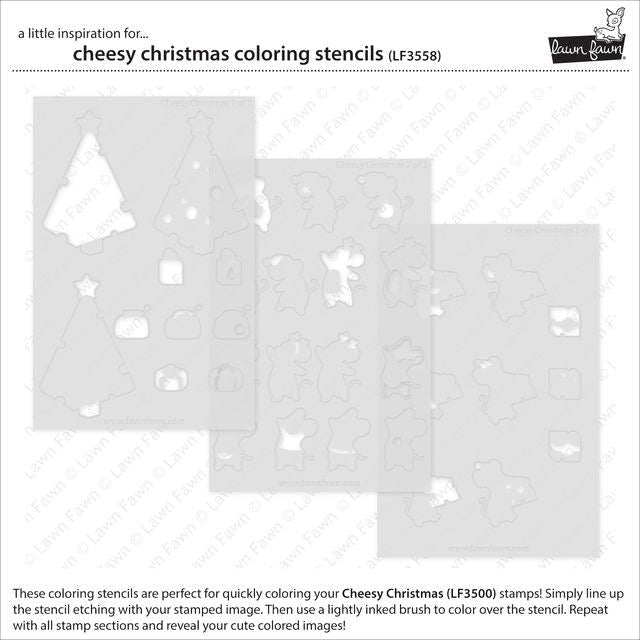 Lawn Fawn Cheesy Christmas Coloring Stencils lf3558 individual stencils