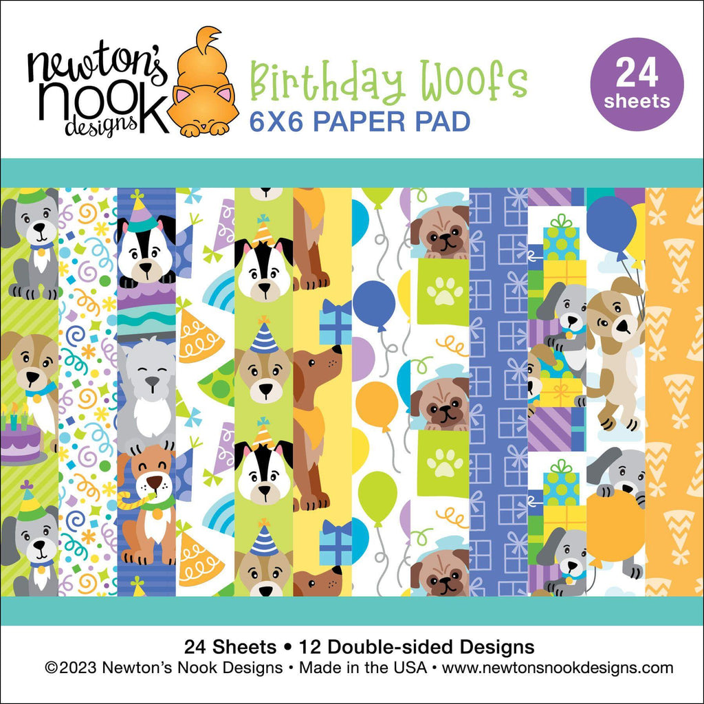 Newton's Nook Designs Birthday Woofs 6x6 inch Paper Pad NN2307P02