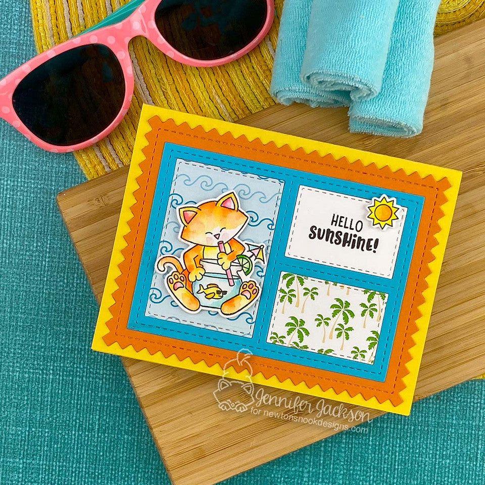 Newton's Nook Designs Newton’s Happy Meowr Clear Stamp and Die Set fun in the sun