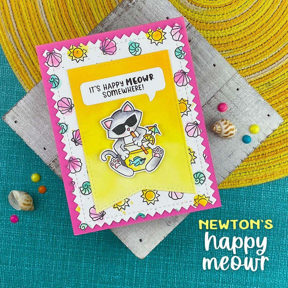 Newton's Nook Designs Newton’s Happy Meowr Clear Stamp and Die Set seashells