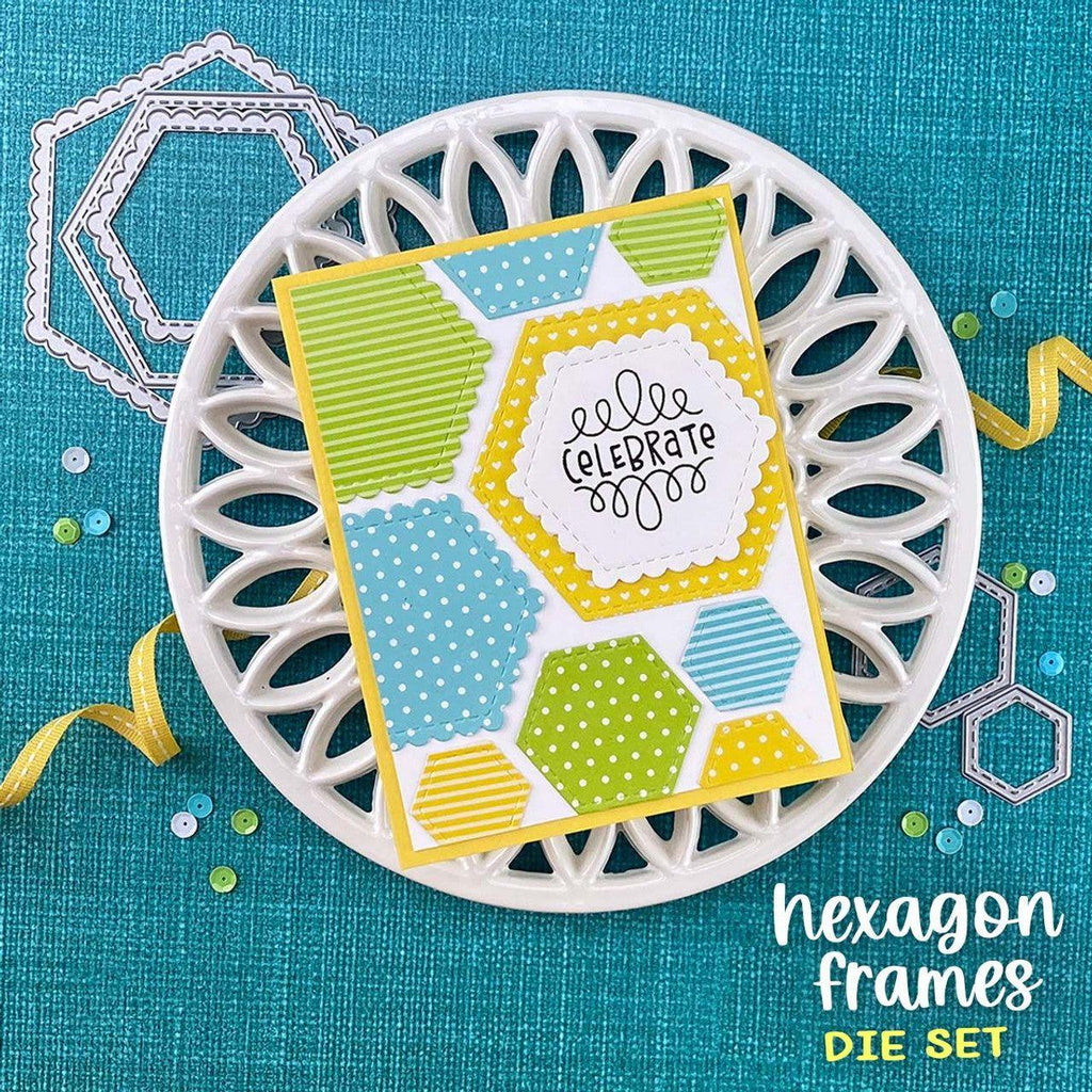 Newton's Nook Designs Hexagon Frames Dies nn2406d06 celebrate