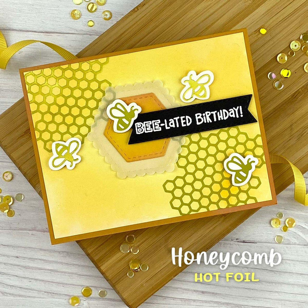 Newton's Nook Designs Honeycomb Hot Foil Plate and Dies nn2406hf1 belated birthday