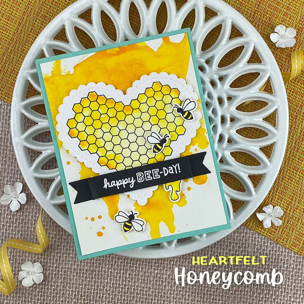 Newton's Nook Designs Heartfelt Honeycomb Clear Stamps nn2406s01 happy b day
