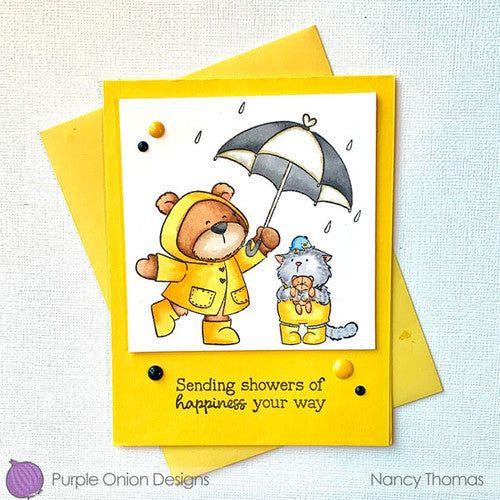 Purple Onion Designs Spring Shower Unmounted Cling Stamp pod5022 showers of happiness card