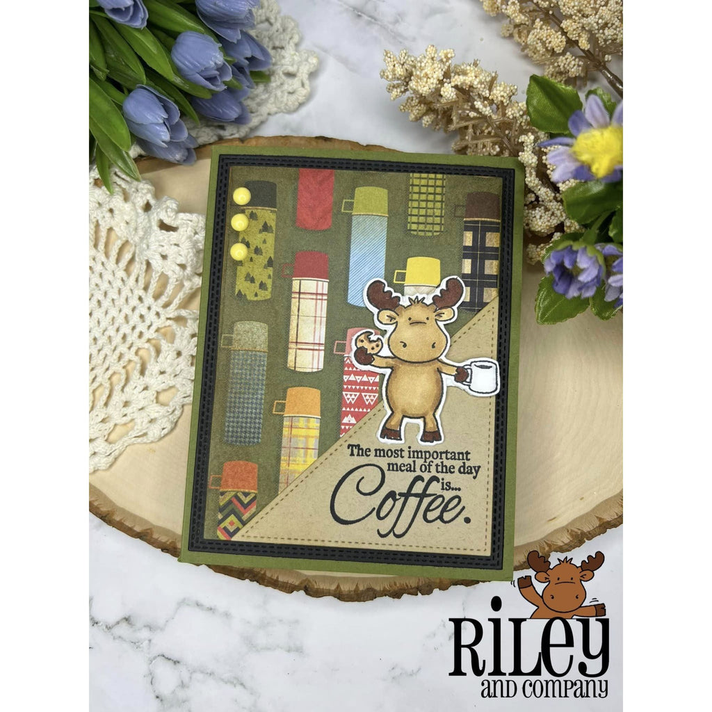 Riley And Company Funny Bones The Most Important Meal of The Day Cling Rubber Stamp rwd-1164 Moose