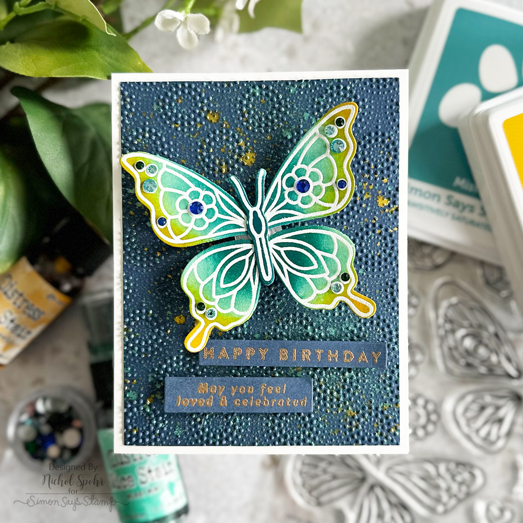 Simon Says Stamps And Dies Mix And Match Butterflies set744mm Splendor Birthday Card | color-code:ALT09