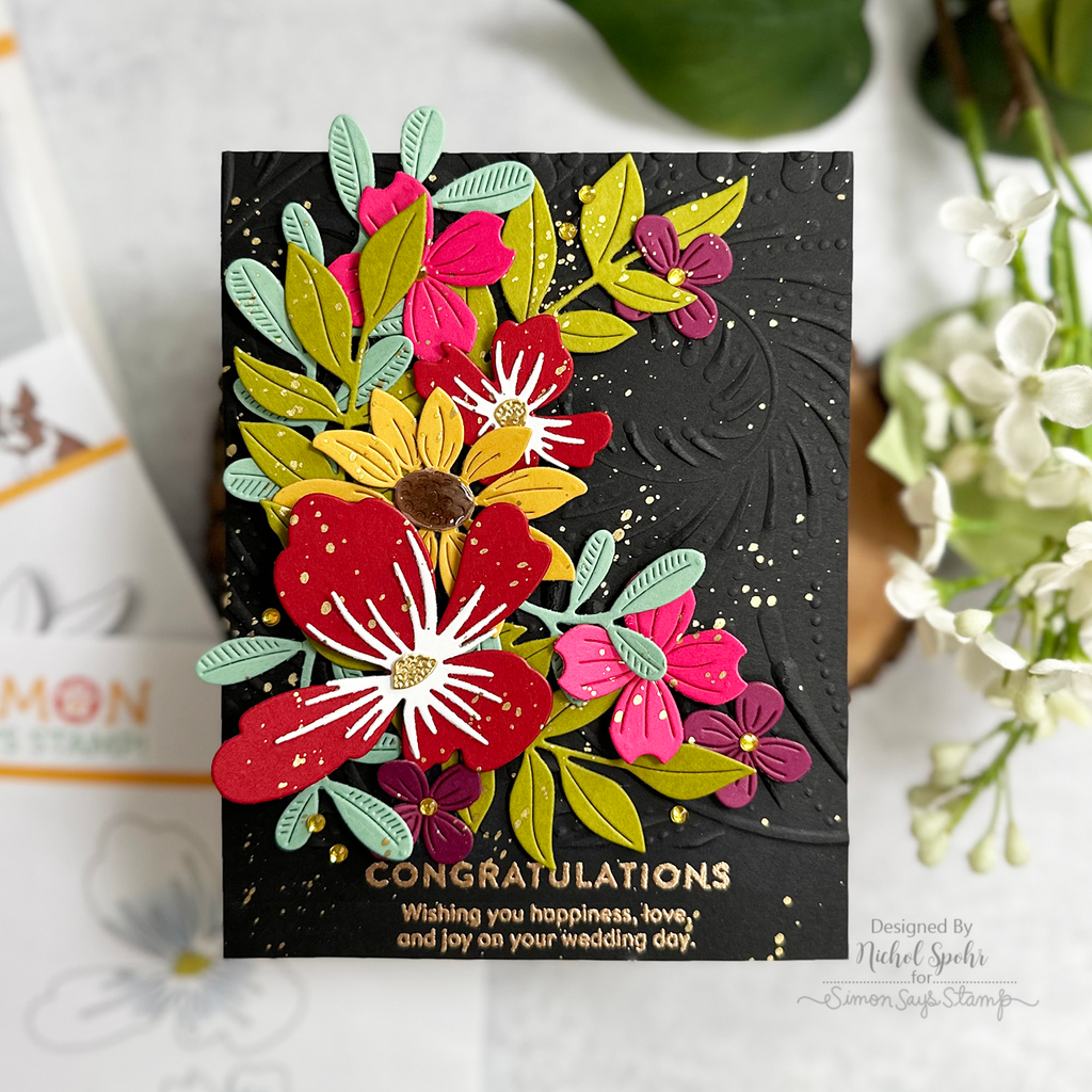 Simon Says Stamp Layered Dandy Flower Wafer Die s855 Out Of This World Wedding Card | color-code:ALT05