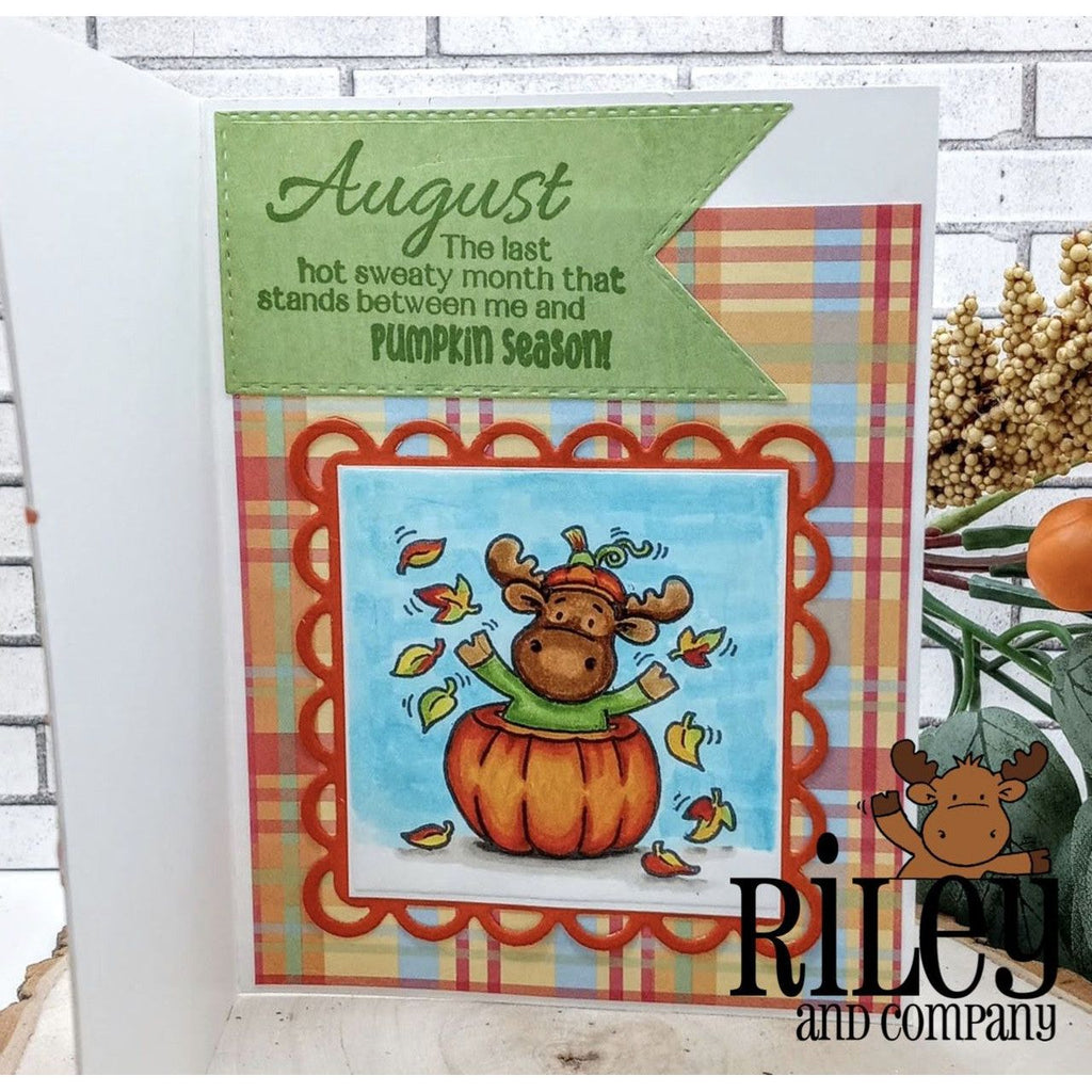 Riley And Company Funny Bones August Pumpkin Season Cling Rubber Stamp rwd-1167 fall fun