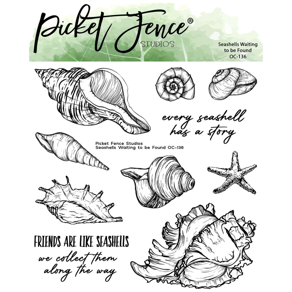 Picket Fence Studios Seashells Waiting to be Found Clear Stamps oc-136