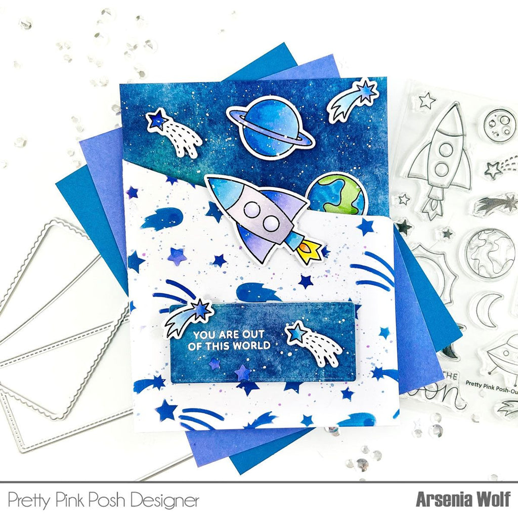 Pretty Pink Posh Outer Space Clear Stamp and Die Set out of this world