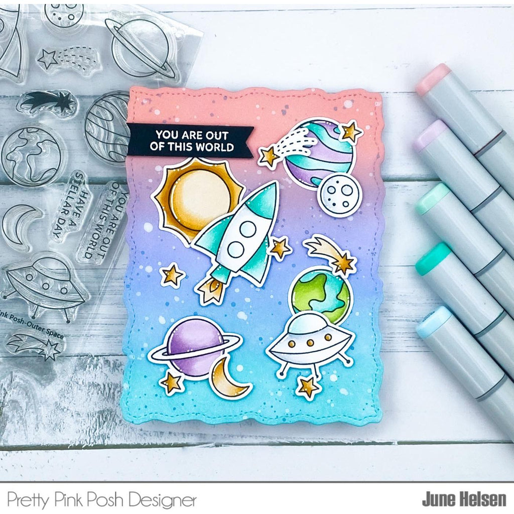 Pretty Pink Posh Outer Space Clear Stamp and Die Set pastel planets