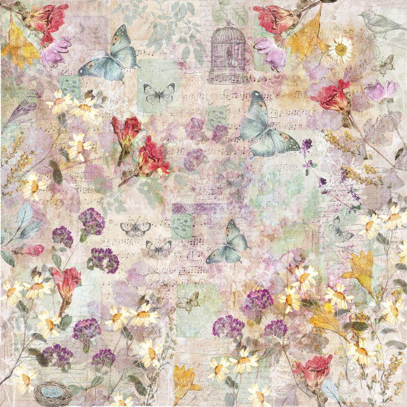 Crafter’s Companion Floral Scrapbook 12 x 12 Paper Pad cc-pad12-flsc Butterfly Garden Collage