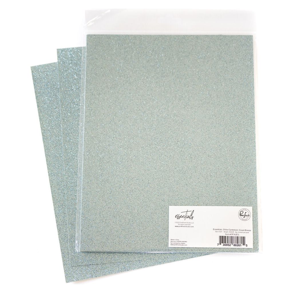 Pinkfresh Studio Essentials Glitter Cardstock Ocean Breeze