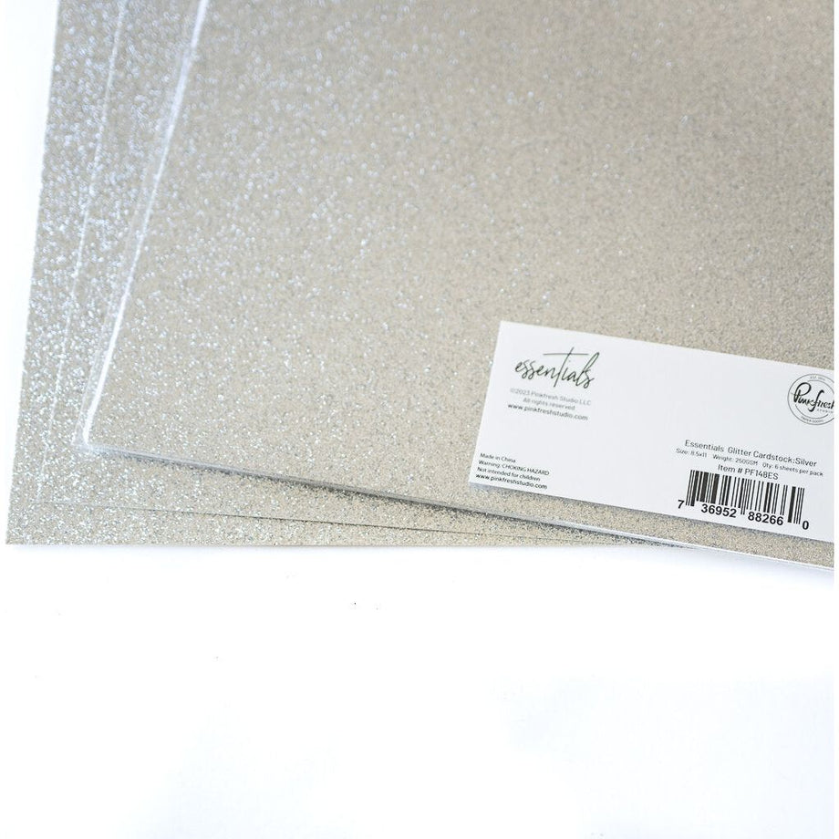 Silver Glitter Cardstock, 250gsm, 4 Sheets