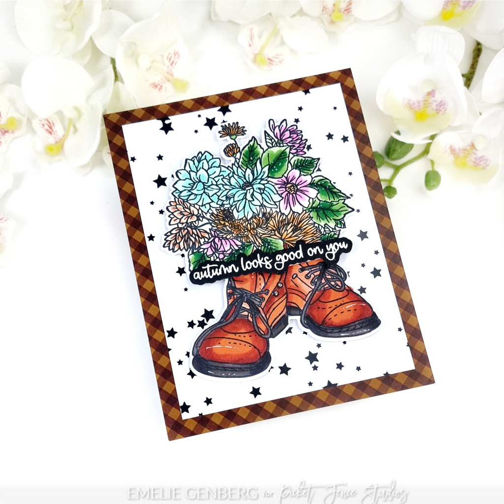 Picket Fence Studios Glossy Card Stock Fun Fall Fever fg-154 boots