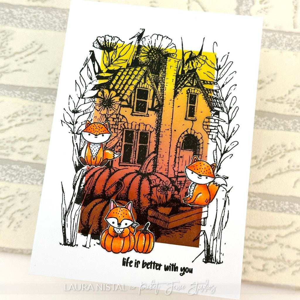 Picket Fence Studios Animal Crackers: Crafty Foxes Clear Stamps ac-112 life is better with you