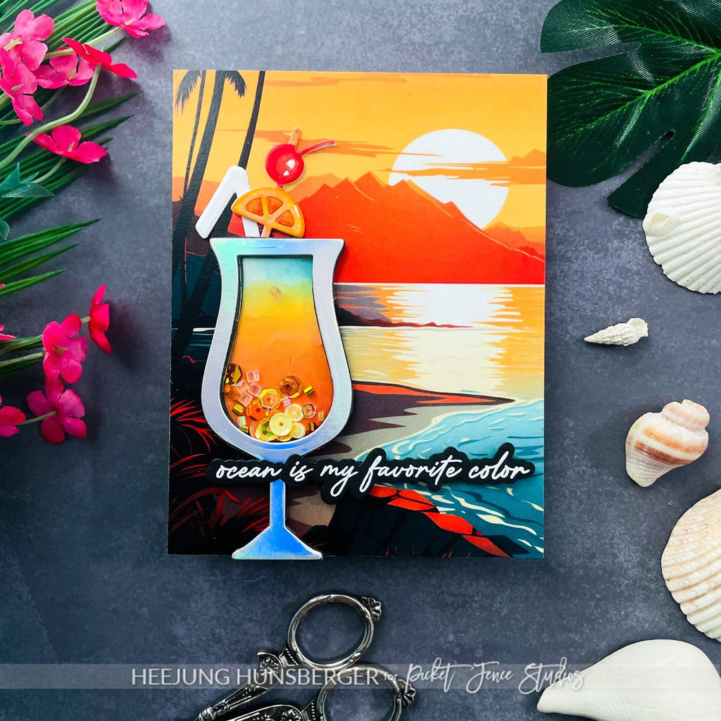 Picket Fence Studios Signature Quotes: The Sea Clear Stamps s-224 cocktail