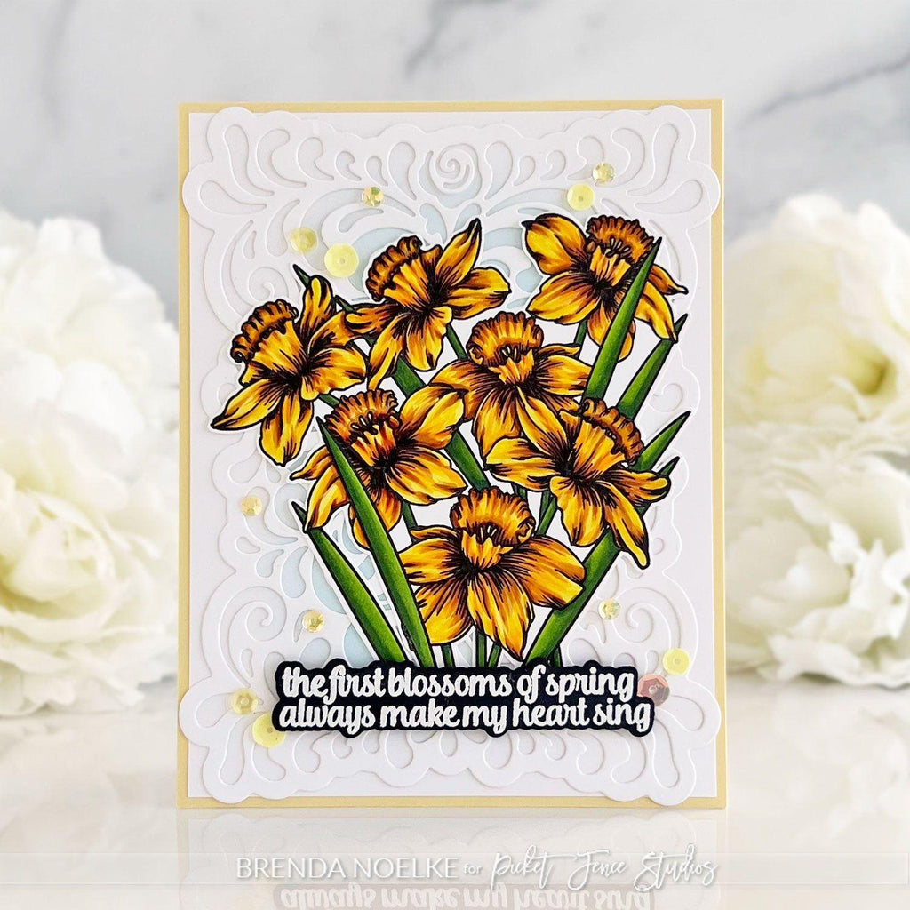 Picket Fence Studios A2 Fancy Flourish Cover Plate Die pfsd-359 blossoms