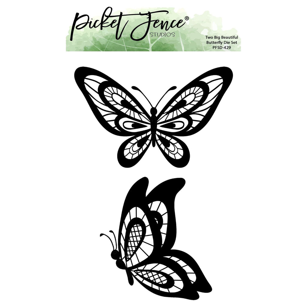 Picket Fence Studios Two Big Beautiful Butterfly Dies pfsd-429