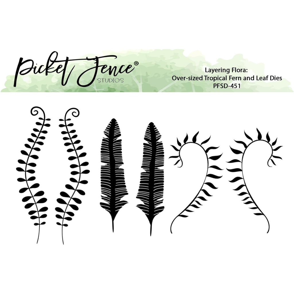 Picket Fence Studios Layering Flora: Over-sized Tropical Fern and Leaf Dies pfsd-451