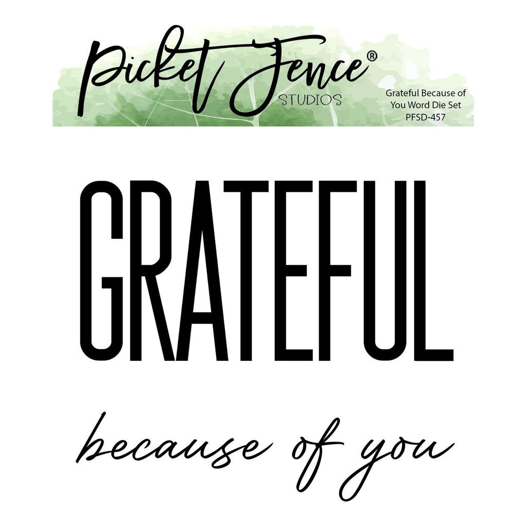 Picket Fence Studios Grateful Because of You Word Die Set pfsd-457