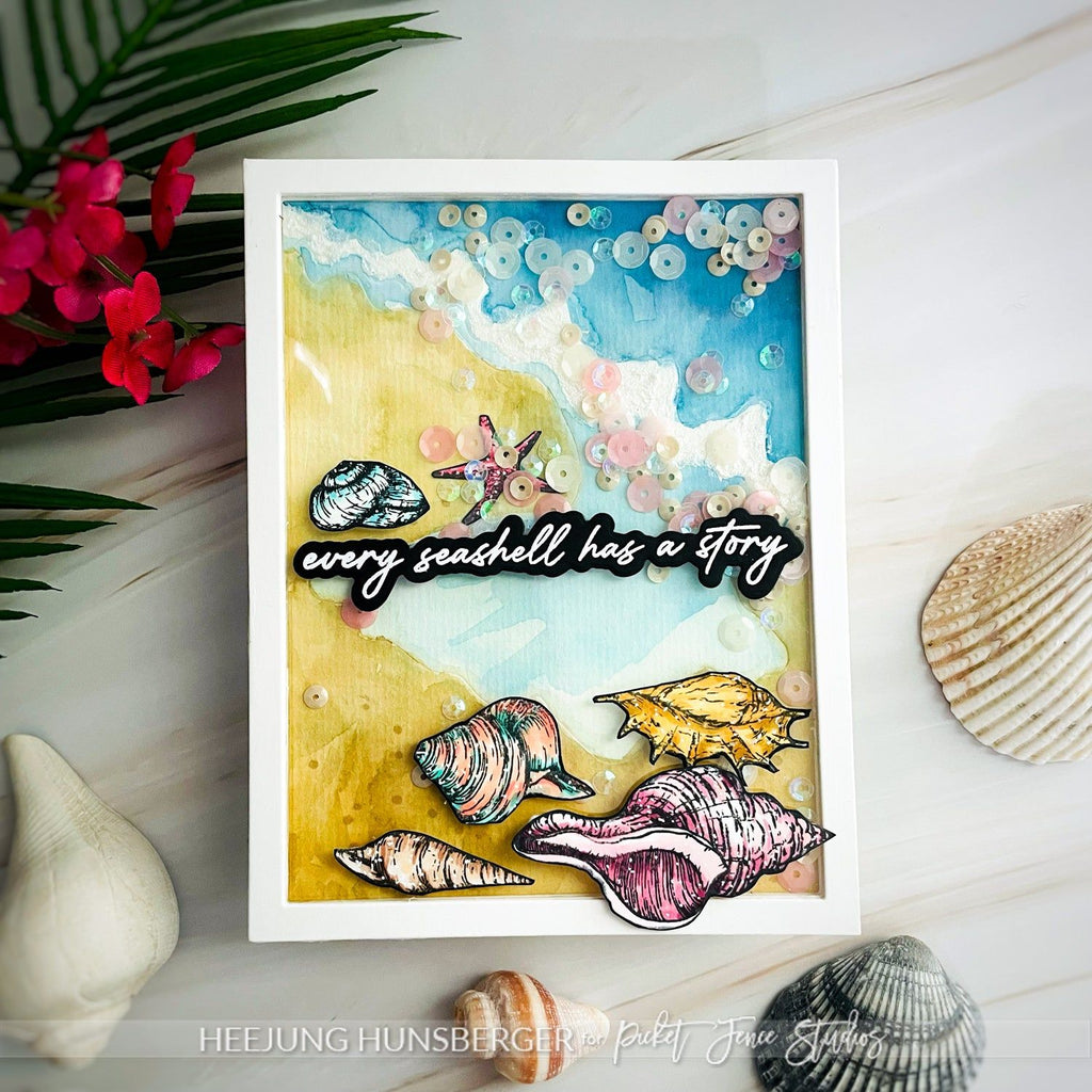 Picket Fence Studios Seashells Waiting to be Found Clear Stamps oc-136 seashell