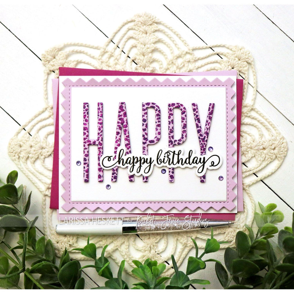 Picket Fence Studios Swanky Sentiments: Birthday Stamps and Dies Bundle happy