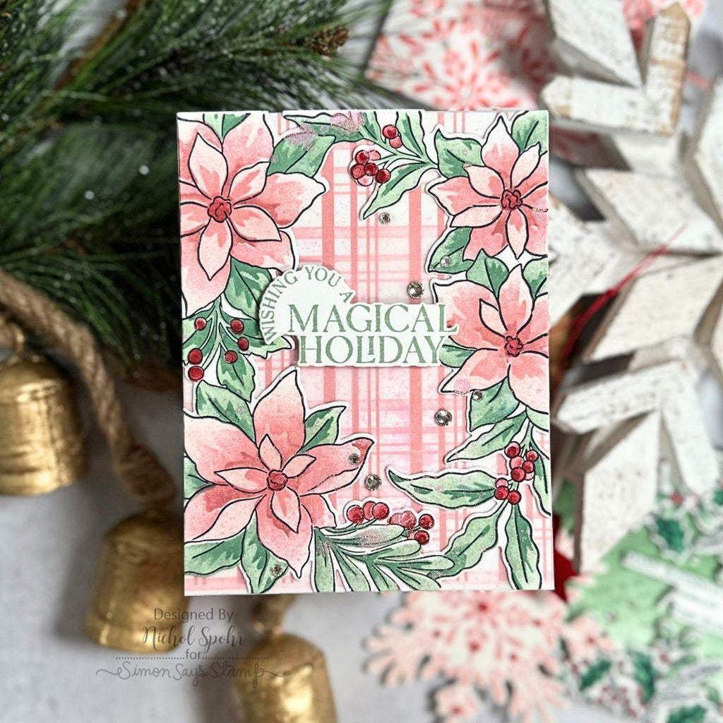 Pinkfresh Studio Magical Holiday Stamps Dies Stencils And Press Plates Bundle Merry Christmas Card | color-code:ALT03