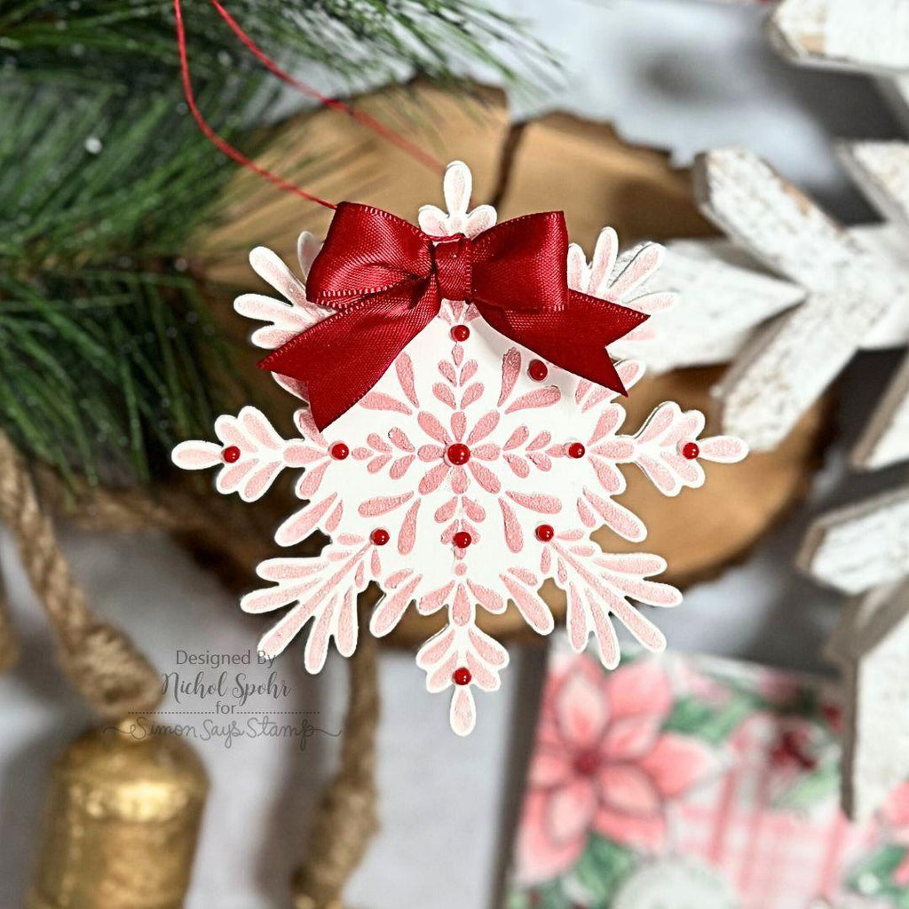 Pinkfresh Studio Radiating Snowflake Die Stencil And Press Plate Bundle Christmas Ornament | color-code:ALT02