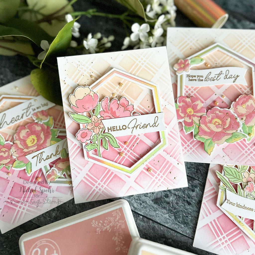 PinkFresh Studio Peony Fantasy Hot Foil Plate 153822 Nichol Spohr Card | color-code:ALT01