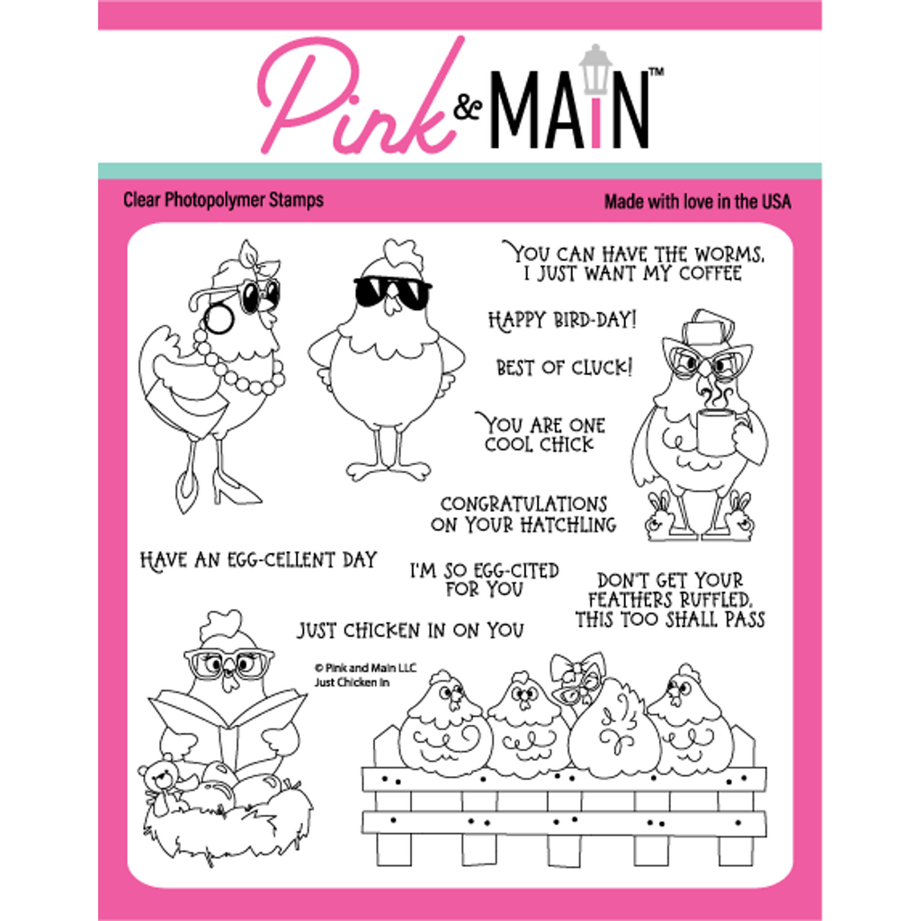 Pink and Main Chickens In Clear Stamps PM0613