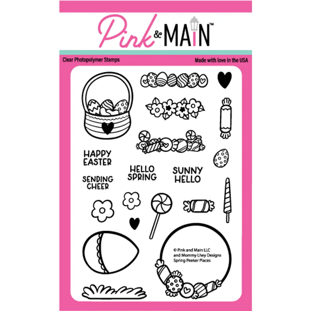 Pink and Main Spring Peeker Places Clear Stamps pm0679