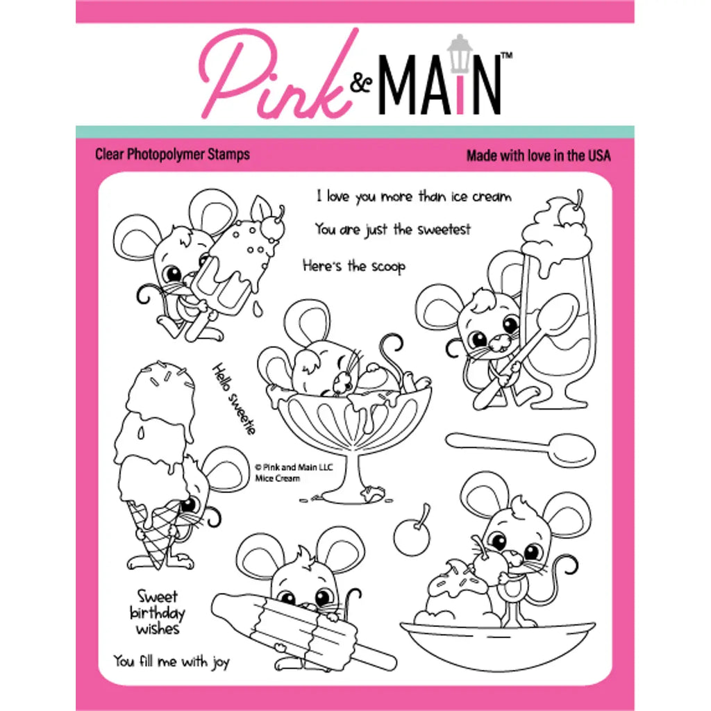 Pink and Main Mice Cream Clear Stamps pm0709