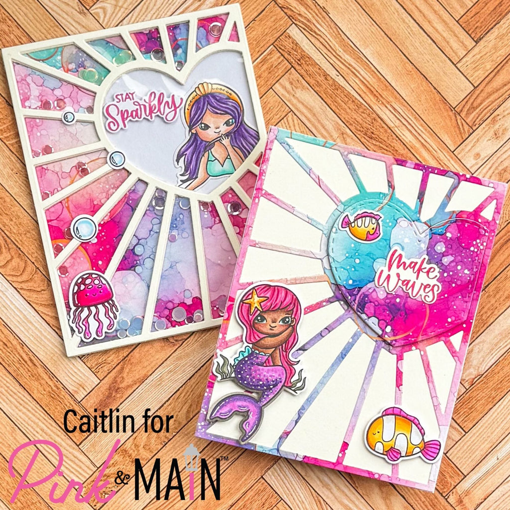 Pink and Main Stay Sparkly Clear Stamp and Die Set make waves