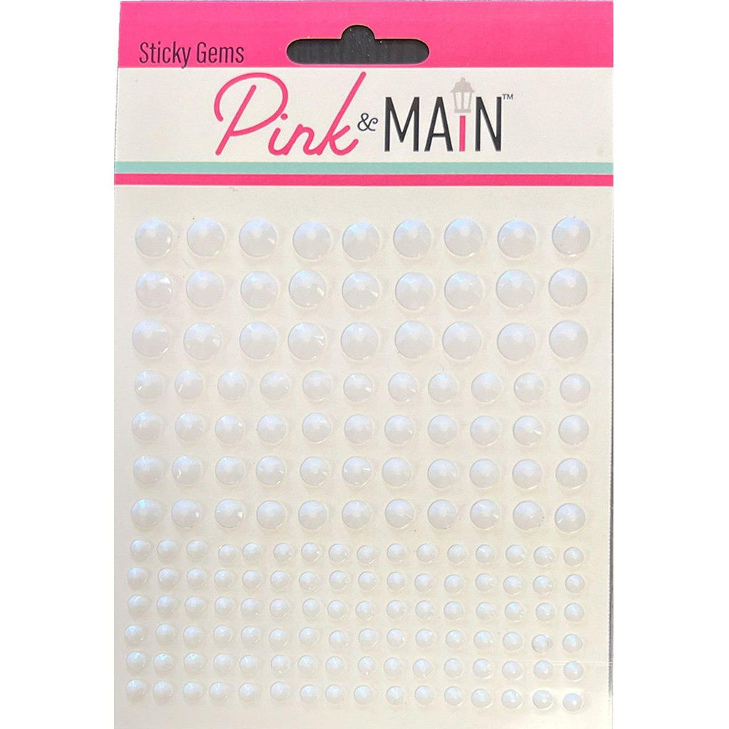 Pink and Main White Sticky Gems Embellishments pme147