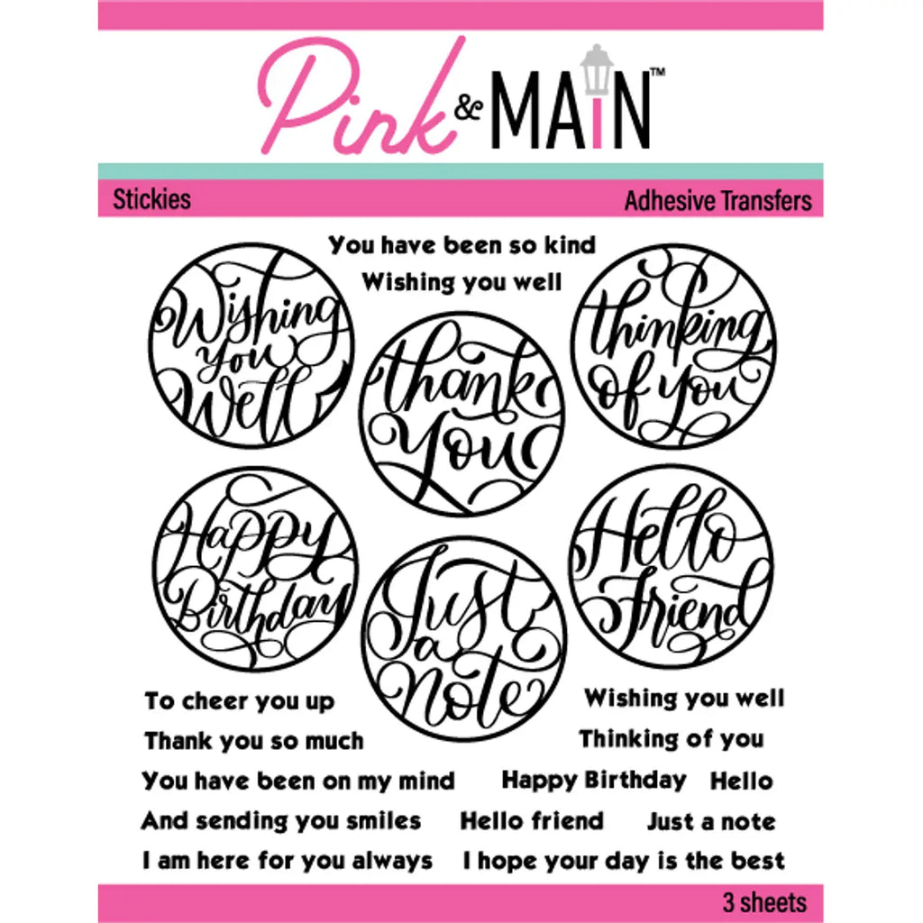 Pink and Main Circle Sentiments Adhesive Transfer Stickies PMF109