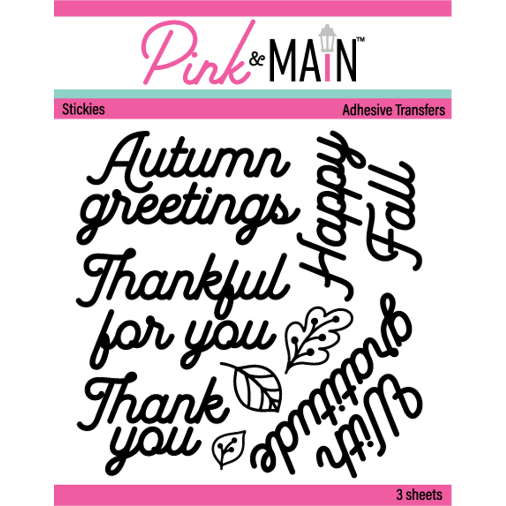 Pink and Main Autumn Greetings Adhesive Transfer Stickies pmf132