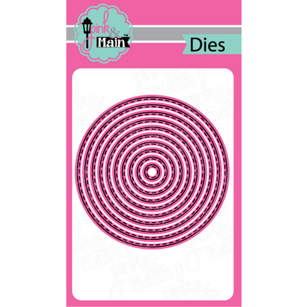 Pink and Main Stitched Circles Frame Dies pnm617