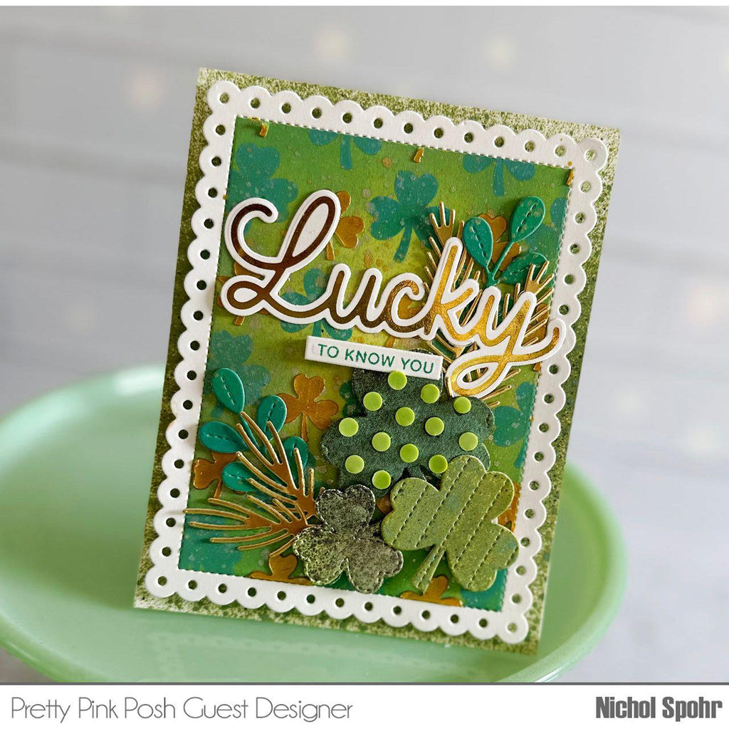 Pretty Pink Posh Layered Shamrocks Stencils lucky | color-code:ALT01