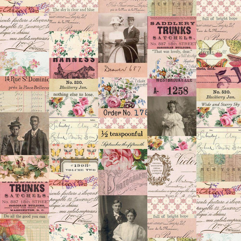 Tim Holtz Fabric By The Yard Pink Collage pwth210