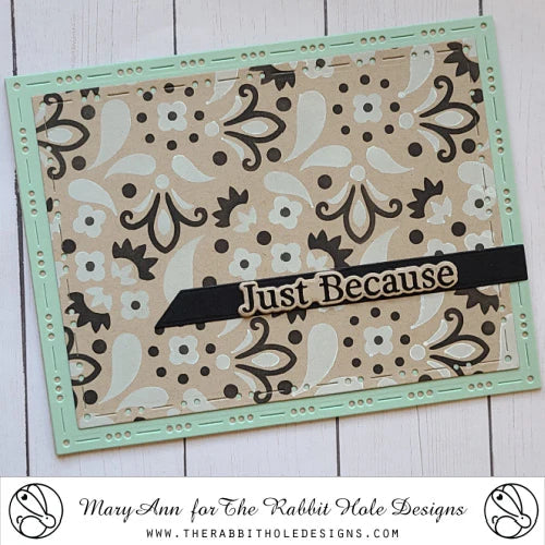 The Rabbit Hole Designs Sentimentally Speaking Clear Stamp and Die Set brown background