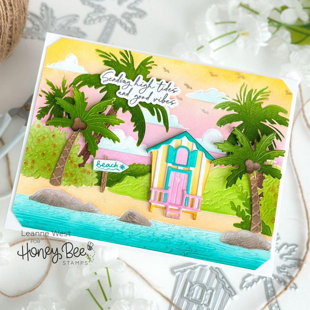 Honey Bee Lovely Layers Beach Houses Dies hbds-llbeach Sending High Tides And Good Vibes Card