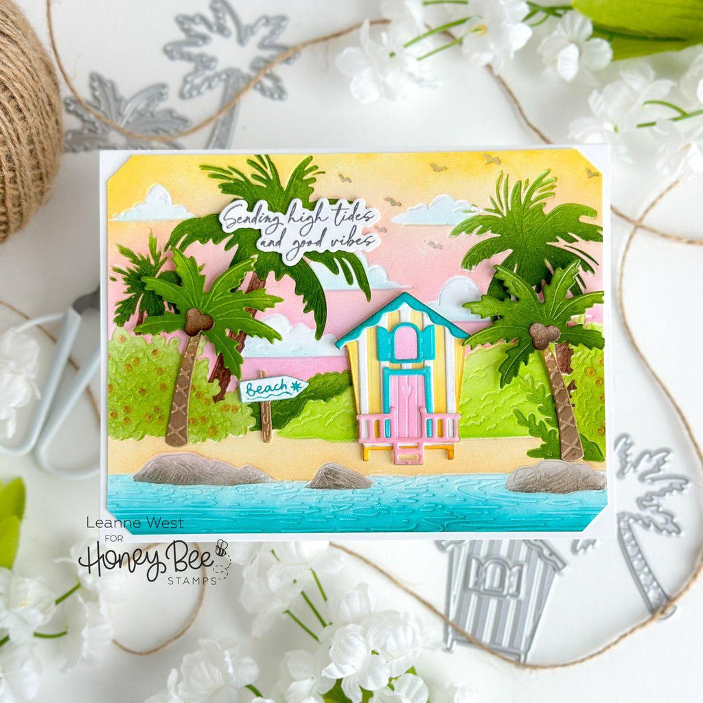 Honey Bee Palm Beach Cover Plate Die hbds-palmb Sending High Tides And Good Vibes Card