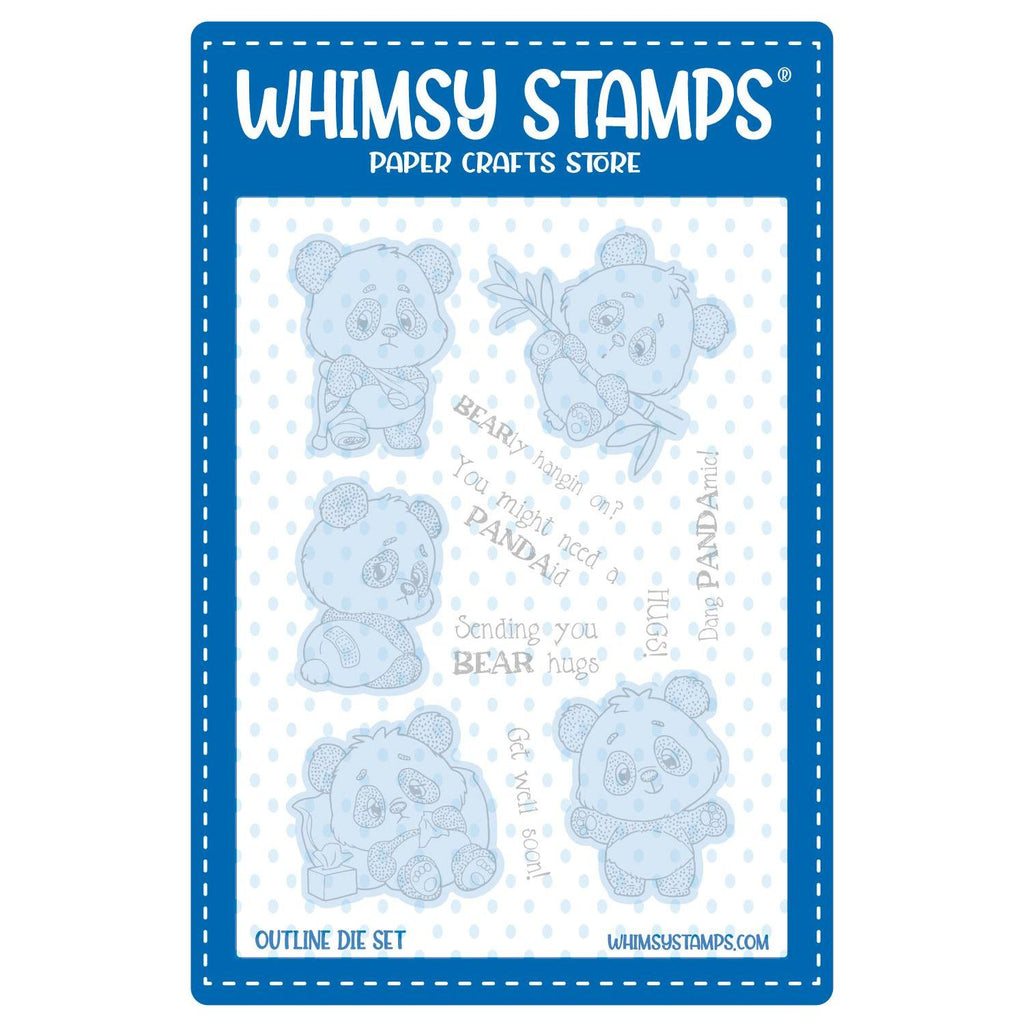 Whimsy Stamps Panda Get Well Outline Dies wsd289a