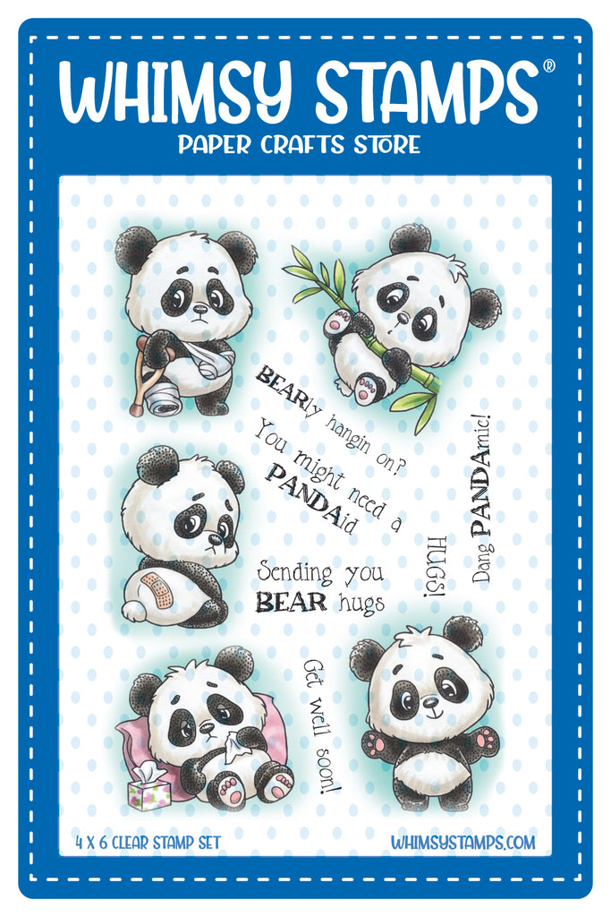 Whimsy Stamps Panda Get Well Clear Stamps 1239a