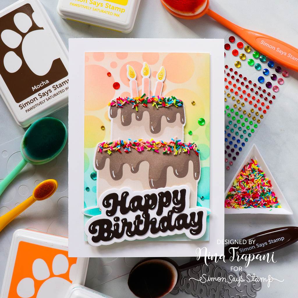 Simon Says Stamp Bubble Script Birthday Wafer Dies 1162sd Birthday Card | color-code:ALT04