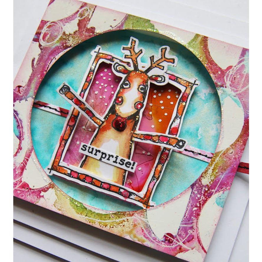 Paper Artsy Kate Crane Cling Stamps kc007 reindeer