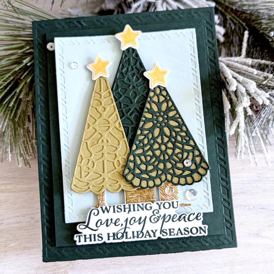 Papertrey Ink Doily Trees Dies pti-0849 gold star